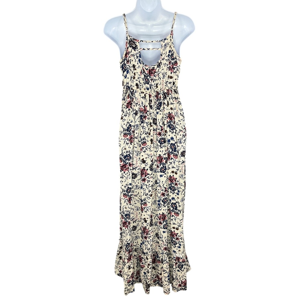 Band of Gypsies Floral Maxi Dress‎ Spaghetti Strap Sundress Sz S Tiered Bohemian